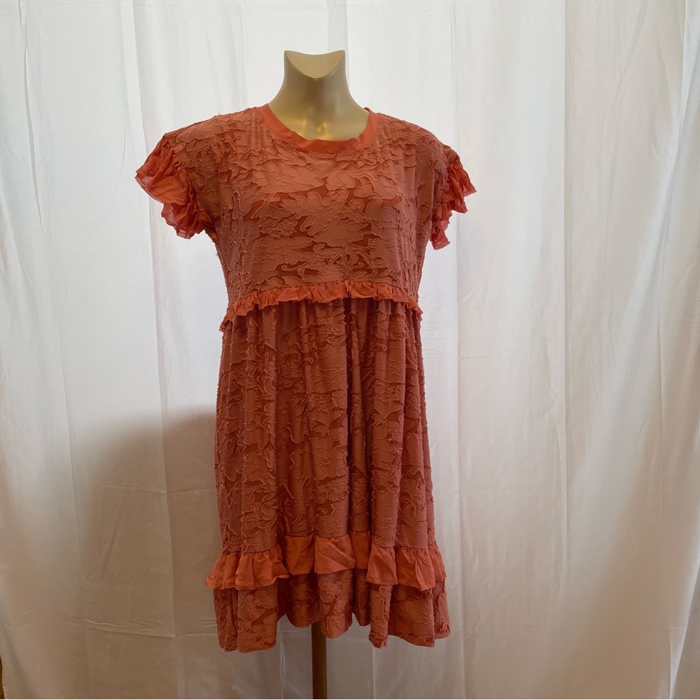 Anthropologie Orange Ruffled Sundress